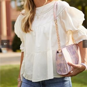 Kelly Wynne pink python leather crossbody bag